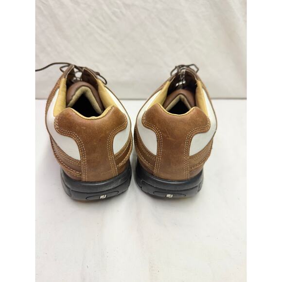 FOOTJOY CONTOUR SERIES
MEN'S 11 WIDE GOLF SHOES 542446
BROWN~WHITE LEATHER - Picture 3 of 12